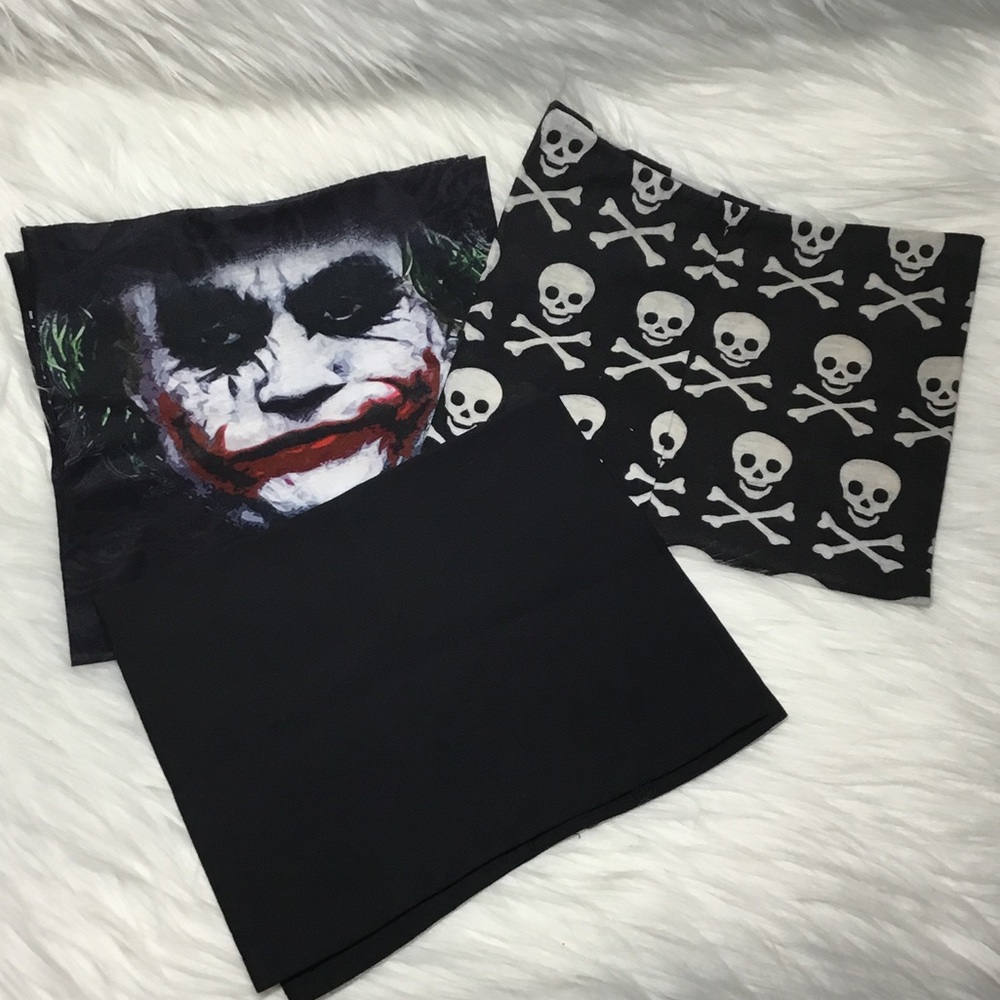 Neck Gators, Lot of 3 - Joker/skulls/solid